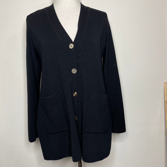 Maliparmi Sweaters - Maliparmi Italy Wool Blend Black Cardigan Sweater Size S